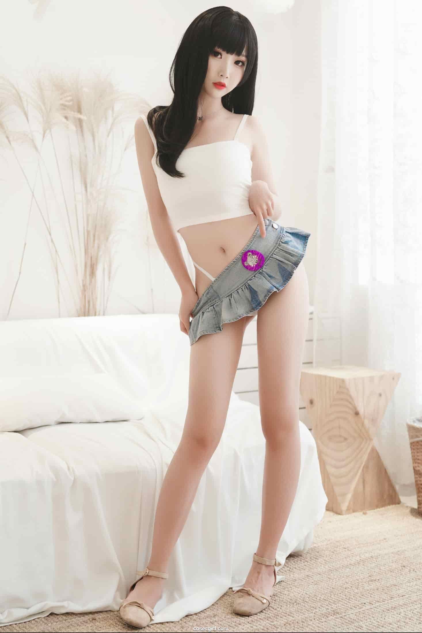 图片[7]-面饼仙儿-超短小裙子(白色牛仔裙) - coser福利社-coser福利社