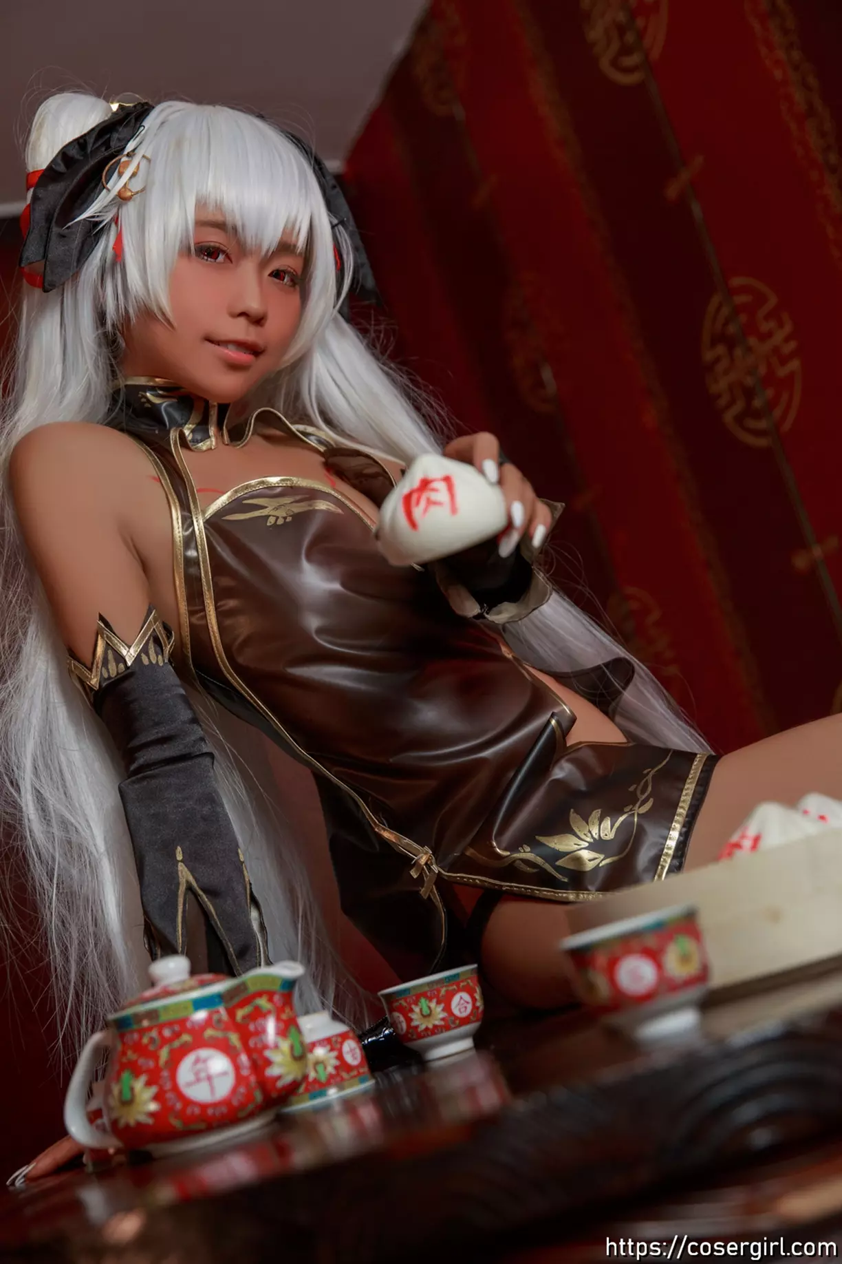 图片[4]-G44不会受伤 Vol.024 褐色旗袍娘 - coser福利社-coser福利社