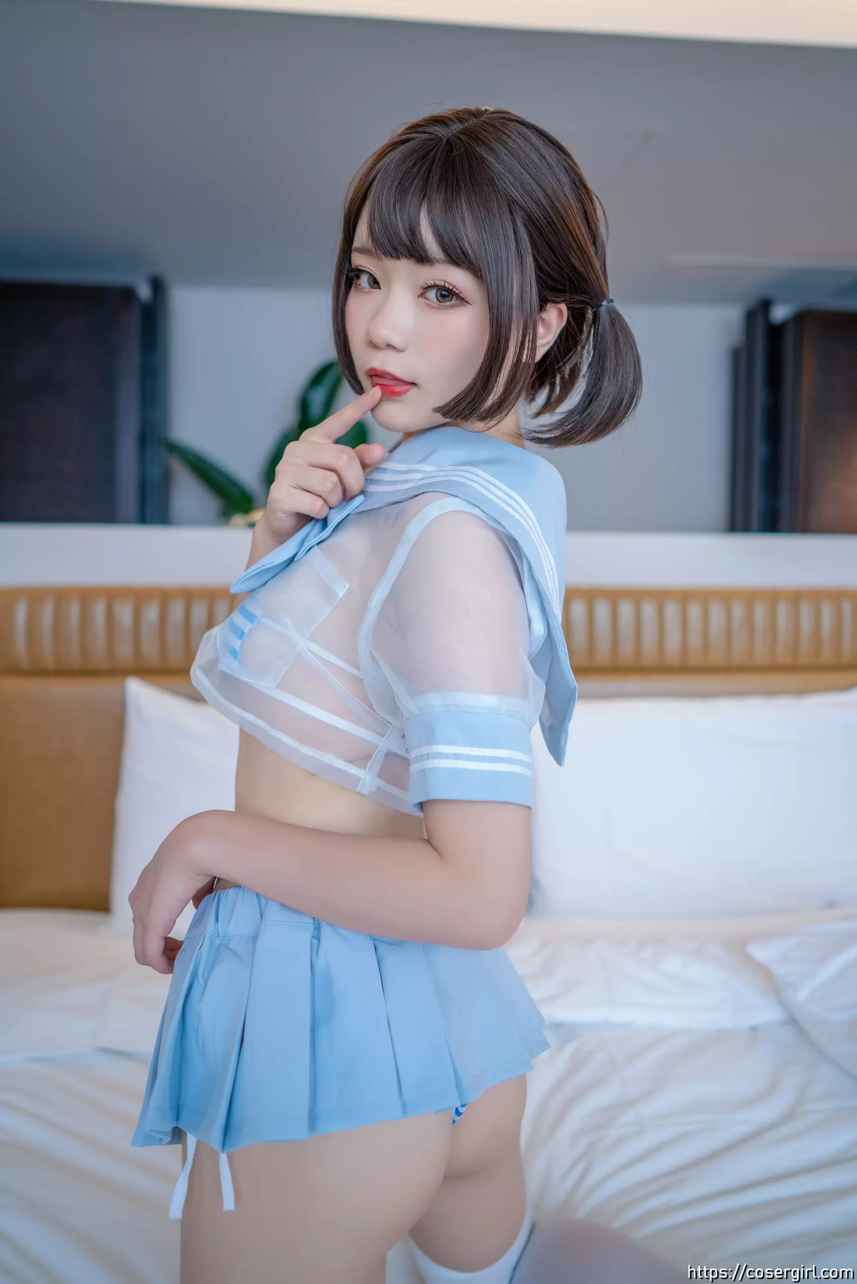 图片[5]-王胖胖u - VOL.04 蓝色水手透明分体 - coser福利社-coser福利社