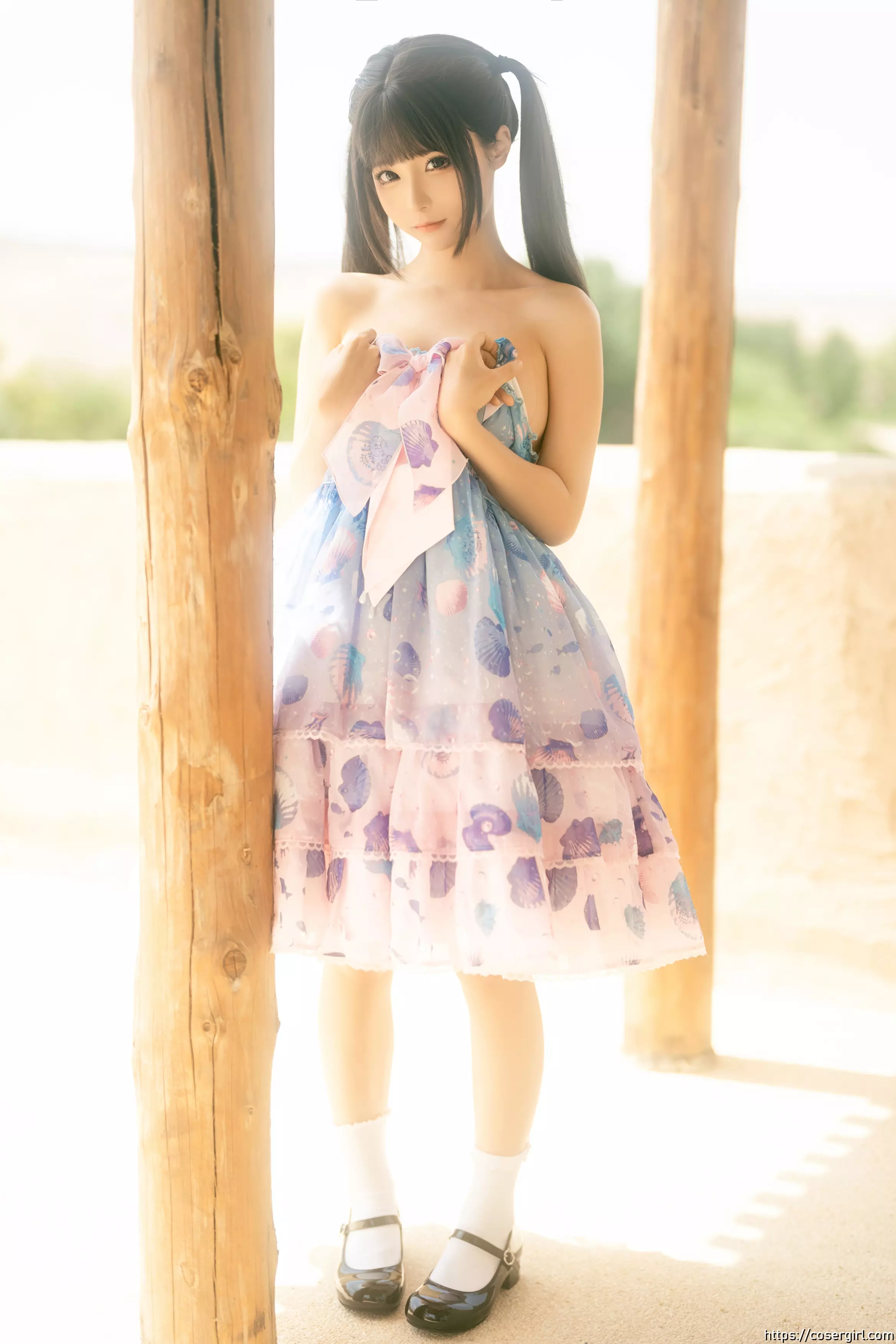 图片[1]-蠢沫沫 可爱粉裙 - coser福利社-coser福利社