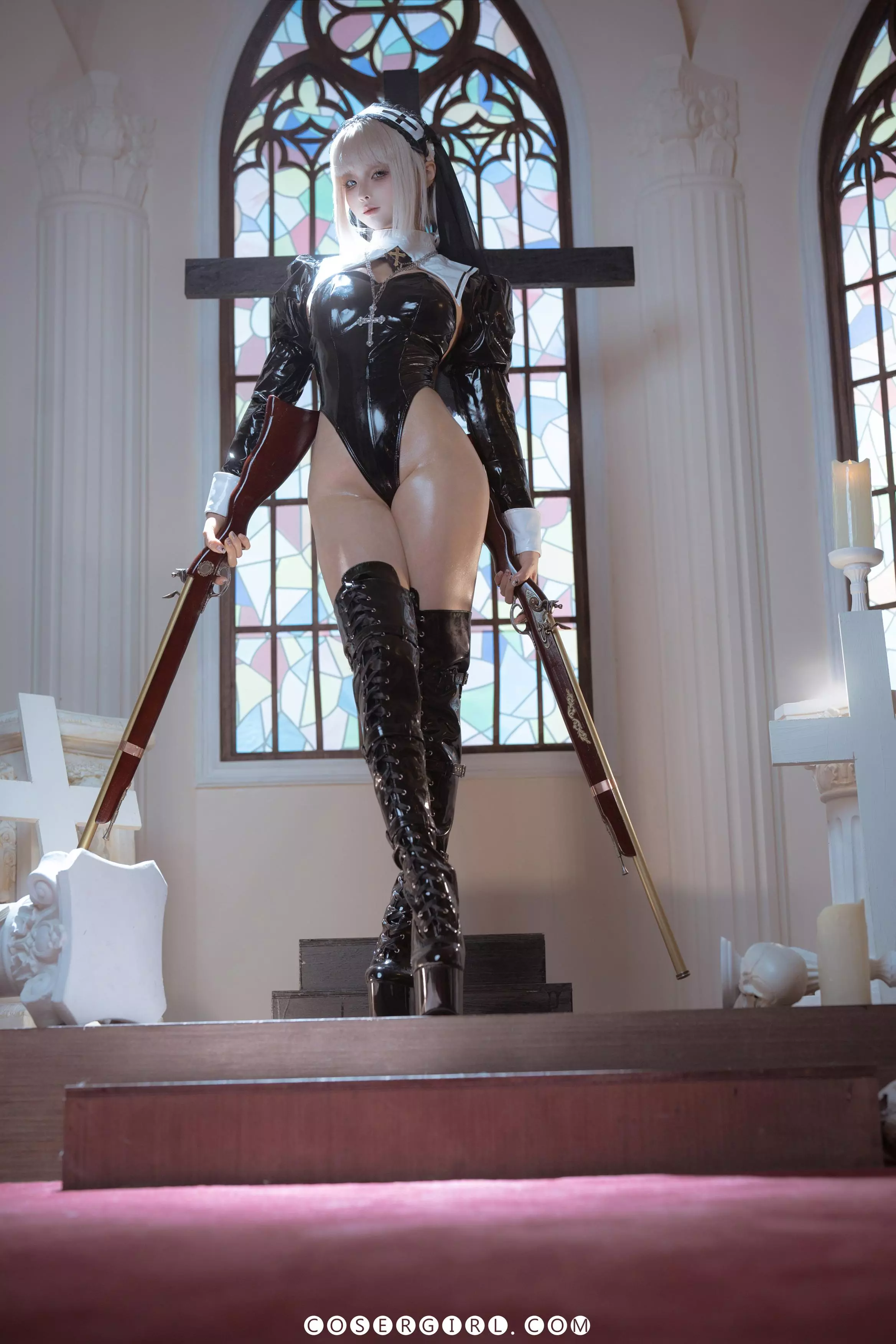 图片[4]-蠢沫沫化身堕落修女！皮衣兔女郎x修女写真挑战禁忌想象 - coser福利社-coser福利社